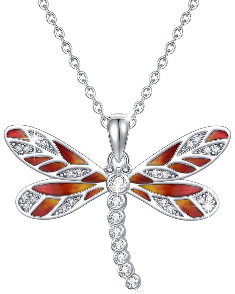 Dragonfly Necklace 925 Sterling Silver with CZ/Abalone Dragonfly Pendant Mother's Day Cute Animal Charm Jewelry Gifts for Wom...