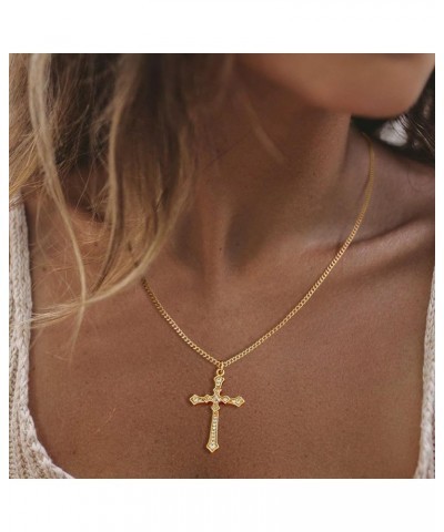 Cross Pendant Necklace for Women 14K Gold Plated Cubic Zirconia Evil Eye Angel Wing Disc Coin Necklace Minimalist Religious F...