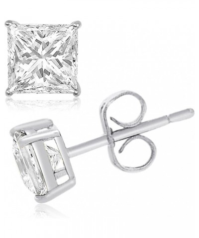 Cubic Zirconia Princess-Cut Solitaire Stud Earrings for Women and Men, Butterfly Push-Back Princess-Cut (9mm) Silver $11.75 E...