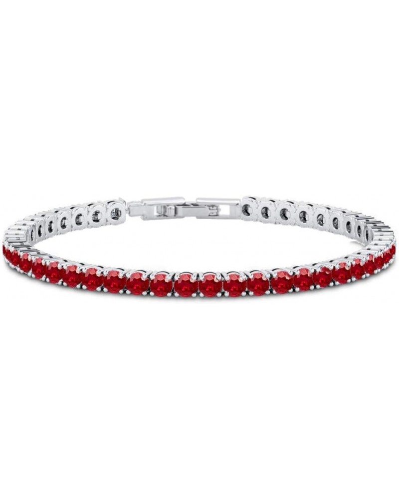 VERONA 14K Gold Plated 4mm Cubic Zirconia Classic Tennis Bracelet | 14K White Gold Bracelets for Women | Size 7.5 Inch RED $1...