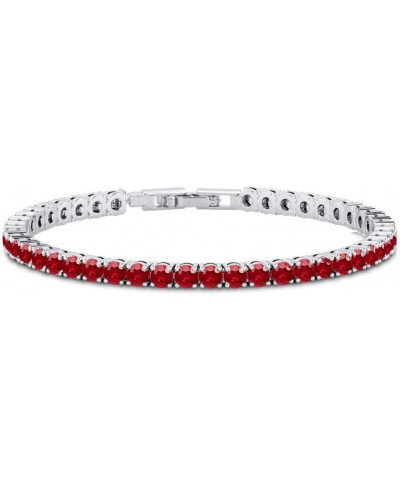 VERONA 14K Gold Plated 4mm Cubic Zirconia Classic Tennis Bracelet | 14K White Gold Bracelets for Women | Size 7.5 Inch RED $1...