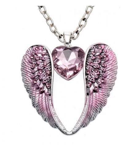 Women's Angel Wings Heart Pendant Necklace 18"+2 Pink $10.29 Necklaces