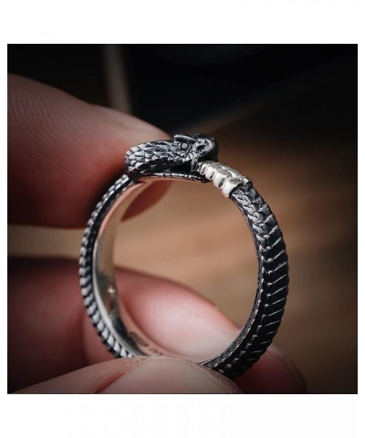 Ouroboros Ring 925 Sterling Silver Snake Rings Zirconia Serpent Gothic Jewelry Retro Animal Fashion Personality Gift for Wome...