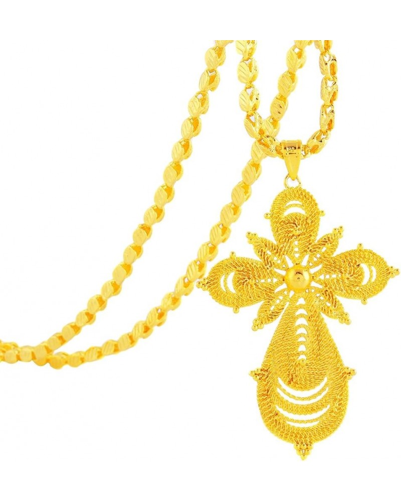 18K Gold Plated Ethiopian Cross Pendant with Ethiopian Eritrea Items SN-J4D5-MK7D $9.85 Necklaces