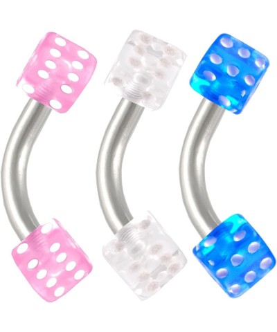 3Pcs 16g 16 gauge 1.2mm 1/4 6mm steel eyebrow lip piercing curved barbell tragus rings jewelry Clear Pink Dk.Blue $9.43 Body ...