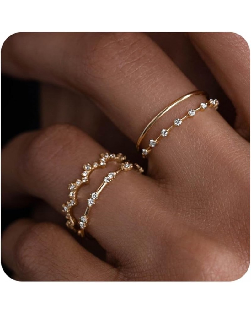 Gold Rings for Women that Don't Tarnish Cubic Zirconia Ring Stackable Rings for Women Teen Girls Dainty 14K Gold Plated Rings...