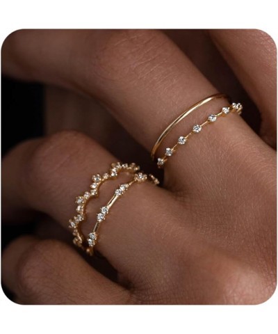 Gold Rings for Women that Don't Tarnish Cubic Zirconia Ring Stackable Rings for Women Teen Girls Dainty 14K Gold Plated Rings...