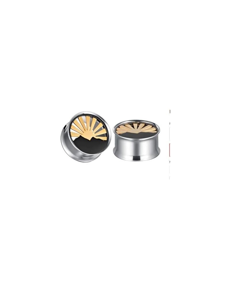 Sun Behind Mountains Ear Gauges - Pair of Stainless Steel Flared Ear Plugs - 6 Size Options 5/8" (16mm) $10.97 Body Jewelry