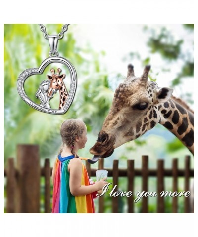 Mother's Day Giraffe Gifts for Women Mom 925 Oxidized Sterling Silver Giraffe Necklace for Mother Daughter Grandma Jewelry Gi...