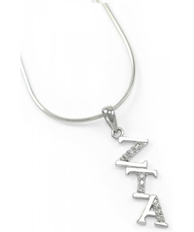 Zeta Tau Alpha Sterling Silver Diagonal Lavaliere with CZs 20.0 Inches $13.50 Necklaces