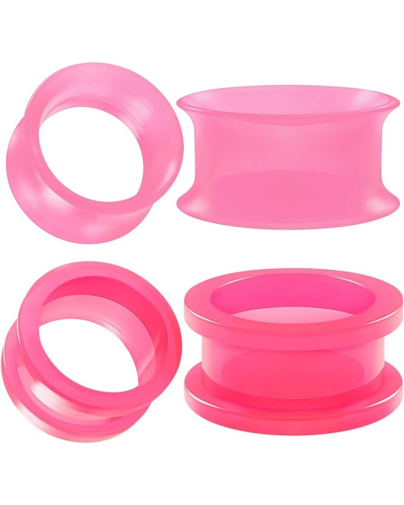 2 Pairs Silicone Double Flared Saddle Piercing Jewelry Stretcher Ear Plugs Earring Lobe Acrylic External Flesh Tunnel B01:Pin...