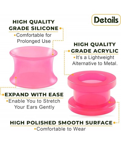 2 Pairs Silicone Double Flared Saddle Piercing Jewelry Stretcher Ear Plugs Earring Lobe Acrylic External Flesh Tunnel B01:Pin...