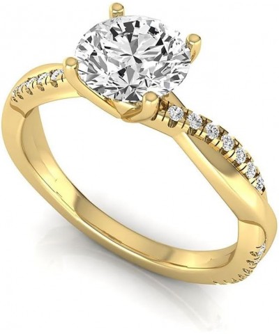 IGI Certified 1.15 Carat Round Lab Grown Diamond (1 Ct, F, VVS2) 14K Gold Twisted Shank Wedding Engagement Ring For Womens Ye...