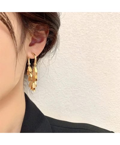 Sequin Tassel Earrings, 18K Gold Plated Shiny Sequins Tassel Dangle Drop Earrings, Disc Hoop Earrings for Women Girls Stateme...