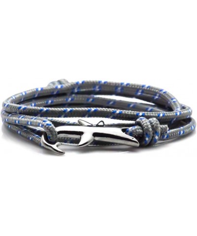 Fashion Gun Black Alloy Shark Tail Hook Colorful Rope Link Bracelet Gray/Blue White Blue Dot $6.88 Bracelets