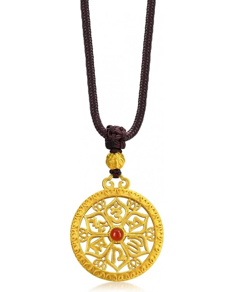 Cultural Blessings 999.9 24K Solid Gold Price-by-Weight 23.2g Gold Om Mani Padme Hum with Red Onyx Necklace for Women and Men...