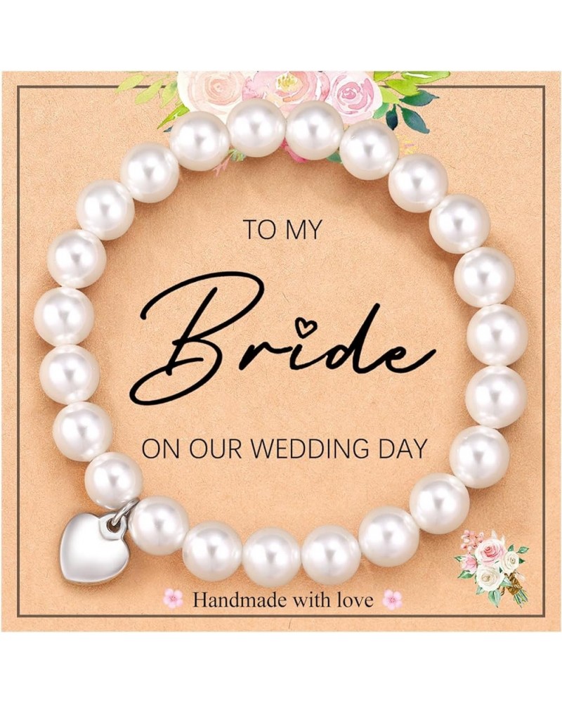 Wedding Jewelry for Mother of The Bride, Mother of The Groom, Grandma, Mother in Law, Daughter, Bride, Bridesmaid, Pearl Brac...