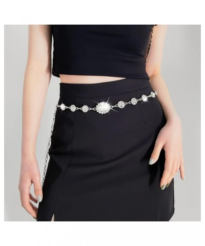 Women's Sparkle Rhinestonel Chain Belt Glitter Waist Belt for Wedding Dress Formal dress Round Rhinestone Silver $10.00 Body ...