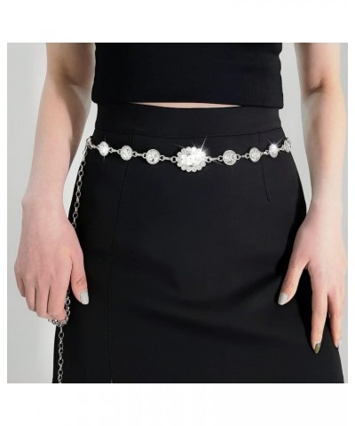 Women's Sparkle Rhinestonel Chain Belt Glitter Waist Belt for Wedding Dress Formal dress Round Rhinestone Silver $10.00 Body ...