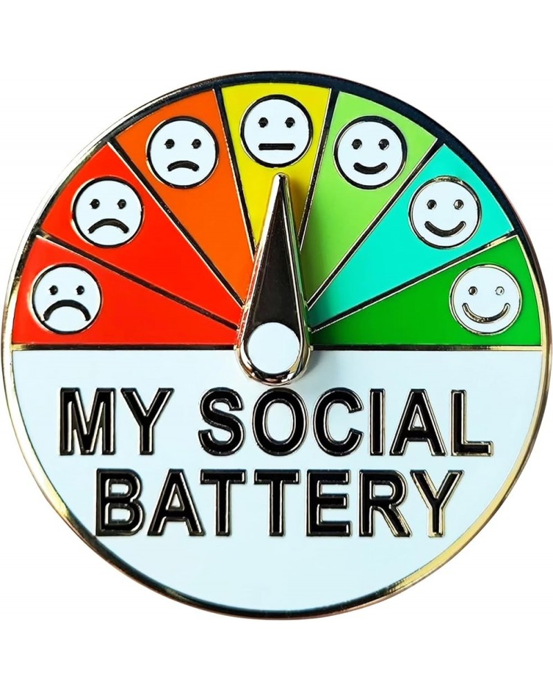 For Social Battery Pin,My Social Battery Creative Introvert Lapel Pin ,360° Rotation Creative Fun Enamel Emotional Pins Emoti...