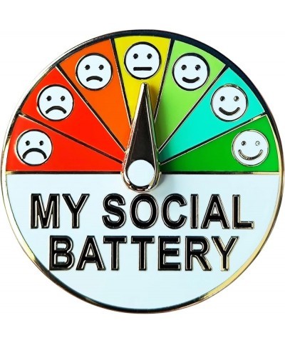 For Social Battery Pin,My Social Battery Creative Introvert Lapel Pin ,360° Rotation Creative Fun Enamel Emotional Pins Emoti...