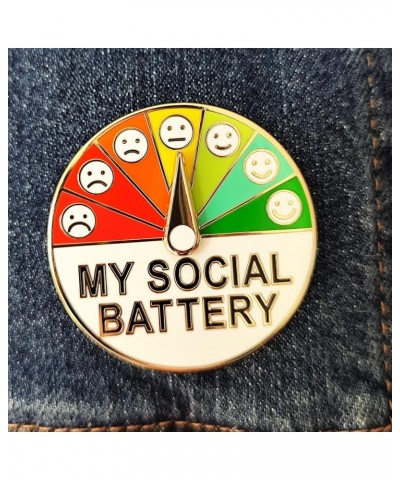 For Social Battery Pin,My Social Battery Creative Introvert Lapel Pin ,360° Rotation Creative Fun Enamel Emotional Pins Emoti...