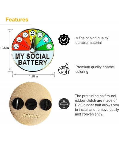 For Social Battery Pin,My Social Battery Creative Introvert Lapel Pin ,360° Rotation Creative Fun Enamel Emotional Pins Emoti...