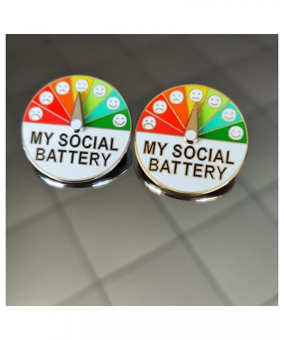 For Social Battery Pin,My Social Battery Creative Introvert Lapel Pin ,360° Rotation Creative Fun Enamel Emotional Pins Emoti...