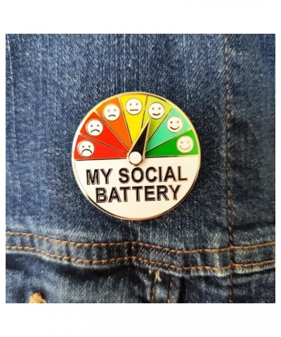 For Social Battery Pin,My Social Battery Creative Introvert Lapel Pin ,360° Rotation Creative Fun Enamel Emotional Pins Emoti...