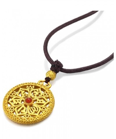 Cultural Blessings 999.9 24K Solid Gold Price-by-Weight 23.2g Gold Om Mani Padme Hum with Red Onyx Necklace for Women and Men...