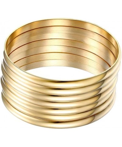 Set Of 7PCS Bracelet Bangle 18K Gold Plated Luxury Smooth High Polished Bracelet For Women Gold 7.8in $10.40 Bracelets