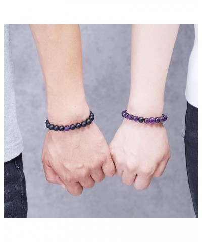 Long Distance Onyx Stone Matching Couples Bracelets Amethyst & Onyx $17.10 Bracelets