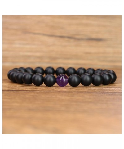 Long Distance Onyx Stone Matching Couples Bracelets Amethyst & Onyx $17.10 Bracelets