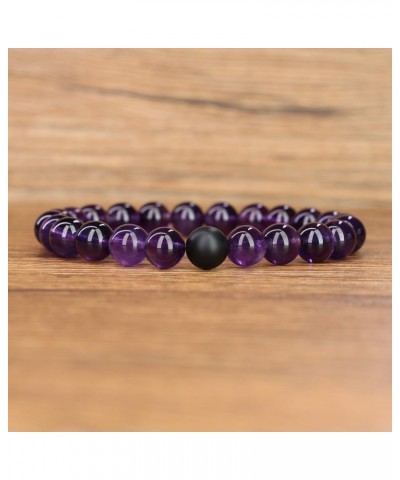 Long Distance Onyx Stone Matching Couples Bracelets Amethyst & Onyx $17.10 Bracelets