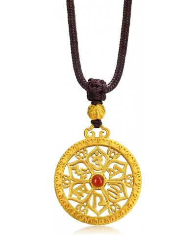 Cultural Blessings 999.9 24K Solid Gold Price-by-Weight 23.2g Gold Om Mani Padme Hum with Red Onyx Necklace for Women and Men...