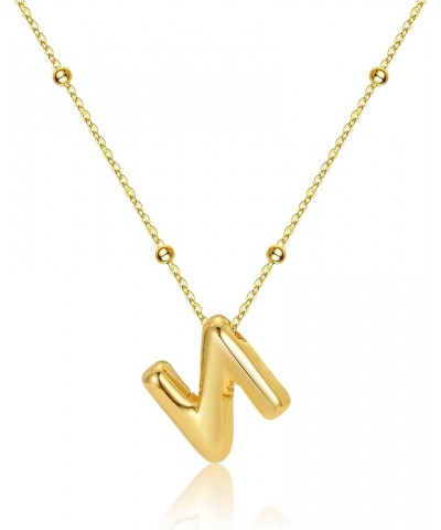 Gold Initial Bubble 3D Letter Necklace for Women with Beaded Satellite Chain Charm Simple Jewelry Gift XL21648N $9.68 Necklaces