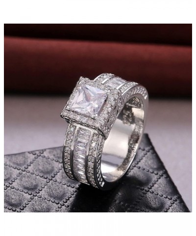 Wedding Bands Engagement Rings for Women, Cubic Zirconia Promise Thick Princess Cut CZ Halo Ring Size 6-10 US size 6 $11.74 R...