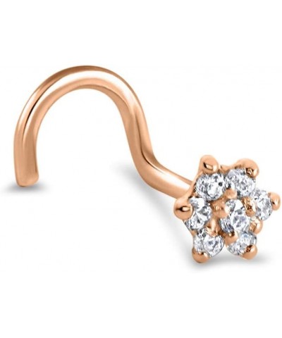 14k Rose Gold Nose Stud Ring 4.5mm Christina Flower Cluster 22G 20G 18G Straight-20G $21.07 Body Jewelry