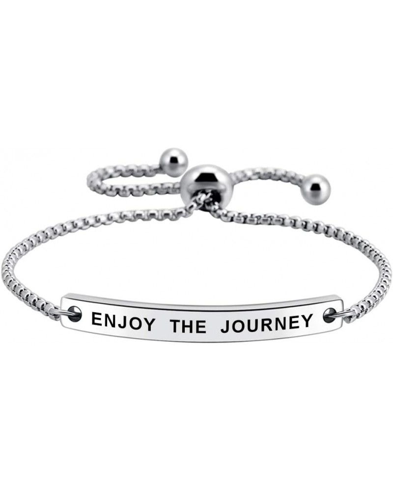 Women Bracelets for Women, Stainless Steel Inspiration Motivational Jewelry Gifts for Girl enjoy the journey $10.63 Bracelets