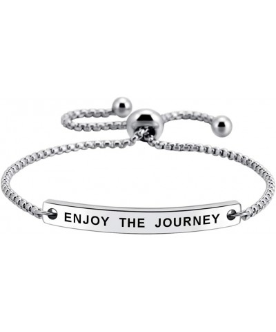 Women Bracelets for Women, Stainless Steel Inspiration Motivational Jewelry Gifts for Girl enjoy the journey $10.63 Bracelets