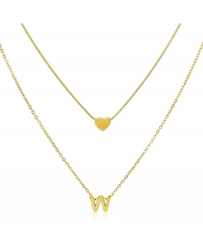 Gold Initial Necklace for Women Heart Necklace For Women Layered Necklace set 14K Gold Plated Necklace Girls Dainty Gold Name...