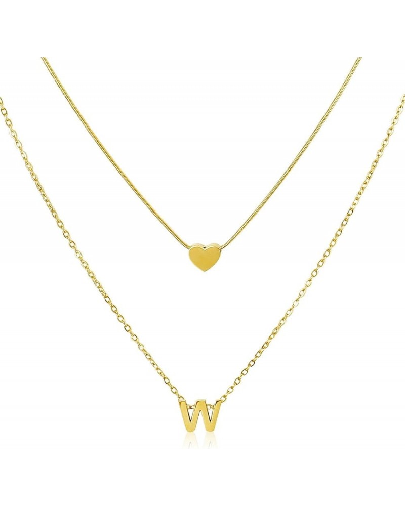 Gold Initial Necklace for Women Heart Necklace For Women Layered Necklace set 14K Gold Plated Necklace Girls Dainty Gold Name...