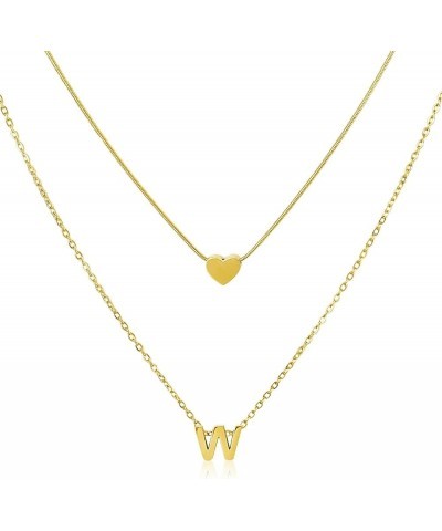 Gold Initial Necklace for Women Heart Necklace For Women Layered Necklace set 14K Gold Plated Necklace Girls Dainty Gold Name...