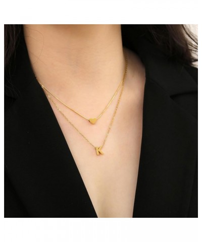 Gold Initial Necklace for Women Heart Necklace For Women Layered Necklace set 14K Gold Plated Necklace Girls Dainty Gold Name...