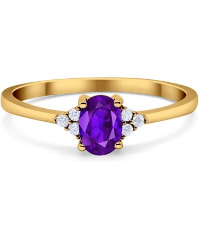 Oval Cut Wedding Engagement Ring Round Clear CZ 925 Sterling Silver Choose Color Yellow Tone, Simulated Amethyst CZ $11.27 Rings