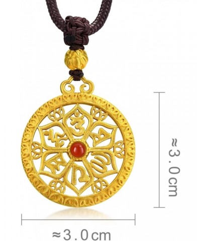 Cultural Blessings 999.9 24K Solid Gold Price-by-Weight 23.2g Gold Om Mani Padme Hum with Red Onyx Necklace for Women and Men...