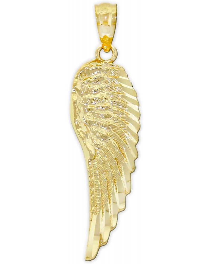 Charm America - Gold Diamond-cut Angel Wing Charm - 10 Karat Solid Gold $41.59 Pendants