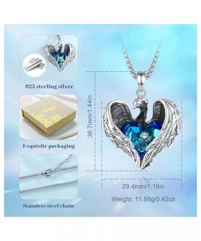 Mother's Day Gift, 925 Sterling Silver Dragon Necklace for Women Men, Austrian Crystal Phoenix Heart Cross Angel Wing Pendant...