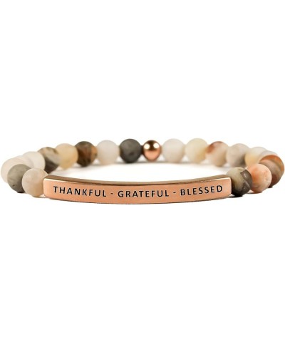 Hope Collection Unisex Stretchable Bracelets (THANKFUL, GRATEFUL, BLESSED) Bamboo Agate $22.77 Bracelets