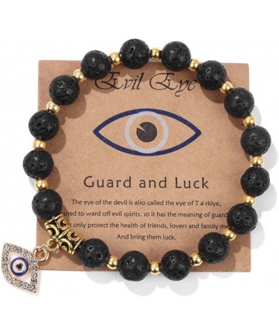 Evil Eye Charms Bracelet Natural Stone Beads Handmade Bracelet Inspirational Gift with Message Card Kabbalah Protection Good ...